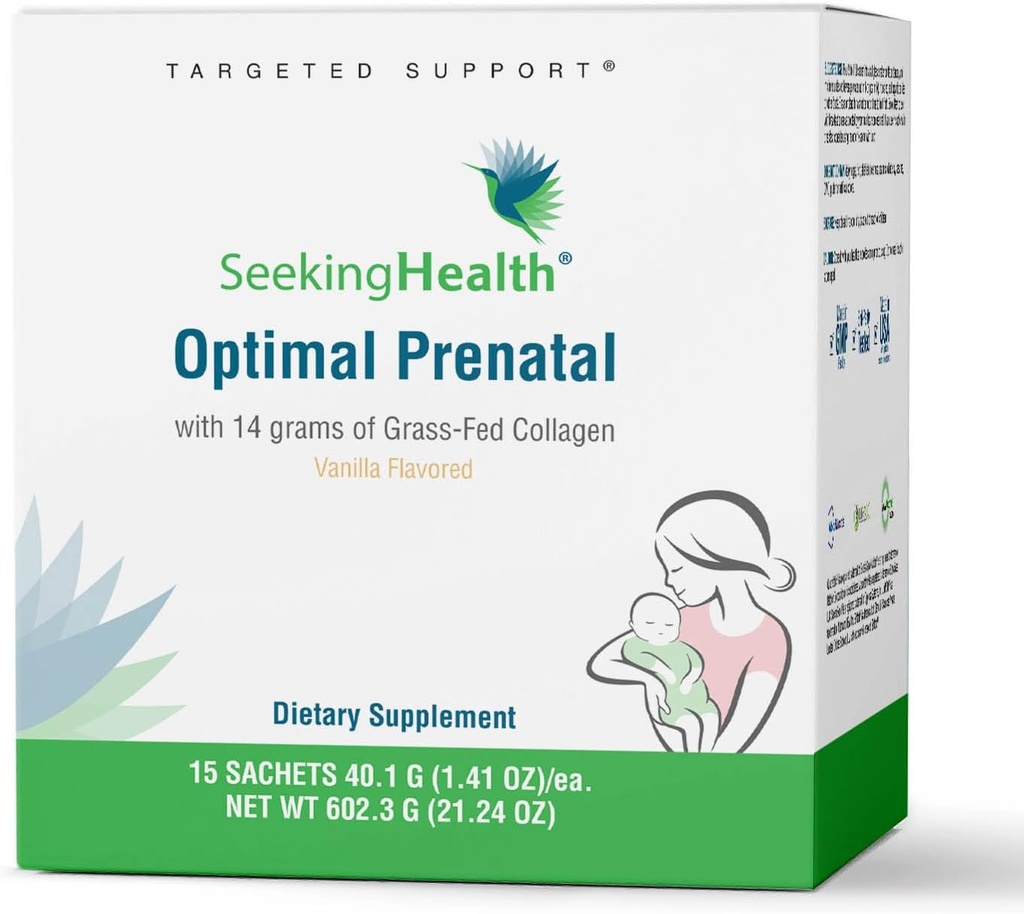 Søg Health Optimal Prenatal med Collagen, kvinders Multivitamin med B12, L-5-MTHF, Cholin, Methylation Support, Understøtter Fertilitet & Opfattelse gennem graviditet og amning (15 Servere)
