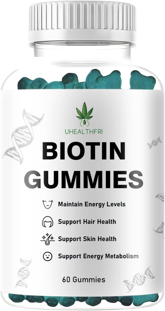 Biotin Gummies, hår, hud og negle Gummies - Understøtter sundt hår - Vegan Biotin Vitaminer til kvinder og mænd (1)