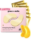 Grace & Stella Award Winning under Eye Mask - Rejser Essentials - Fødselsdagsgaver til kvinder - Gel Eye Patches for mørke cirkler, Puffy Eyes, Wrinkles, Undereye Tasker - Vegansk selvpleje (48 par, guld)