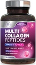Multi Collagen Peptides Complex - Advanced Hydrolyzed Collagen Supplement Pills with Type I, II, III, V & X - Hair, Skin, Nail & Joint Support Supplement for Women & Men - USA Bottled - 120 Capsules