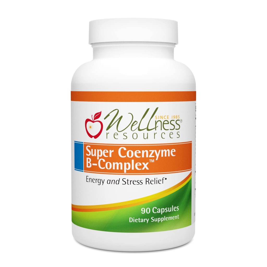 Wellness Resources Super Coenzym B Complex - 90 kapsler - Vitamin B12, Vitamin B Complex for hårvækst, Adrenal Support & Stress Relief - Metyleret B12, Folate, Biotin, Riboflavin, Thiamin