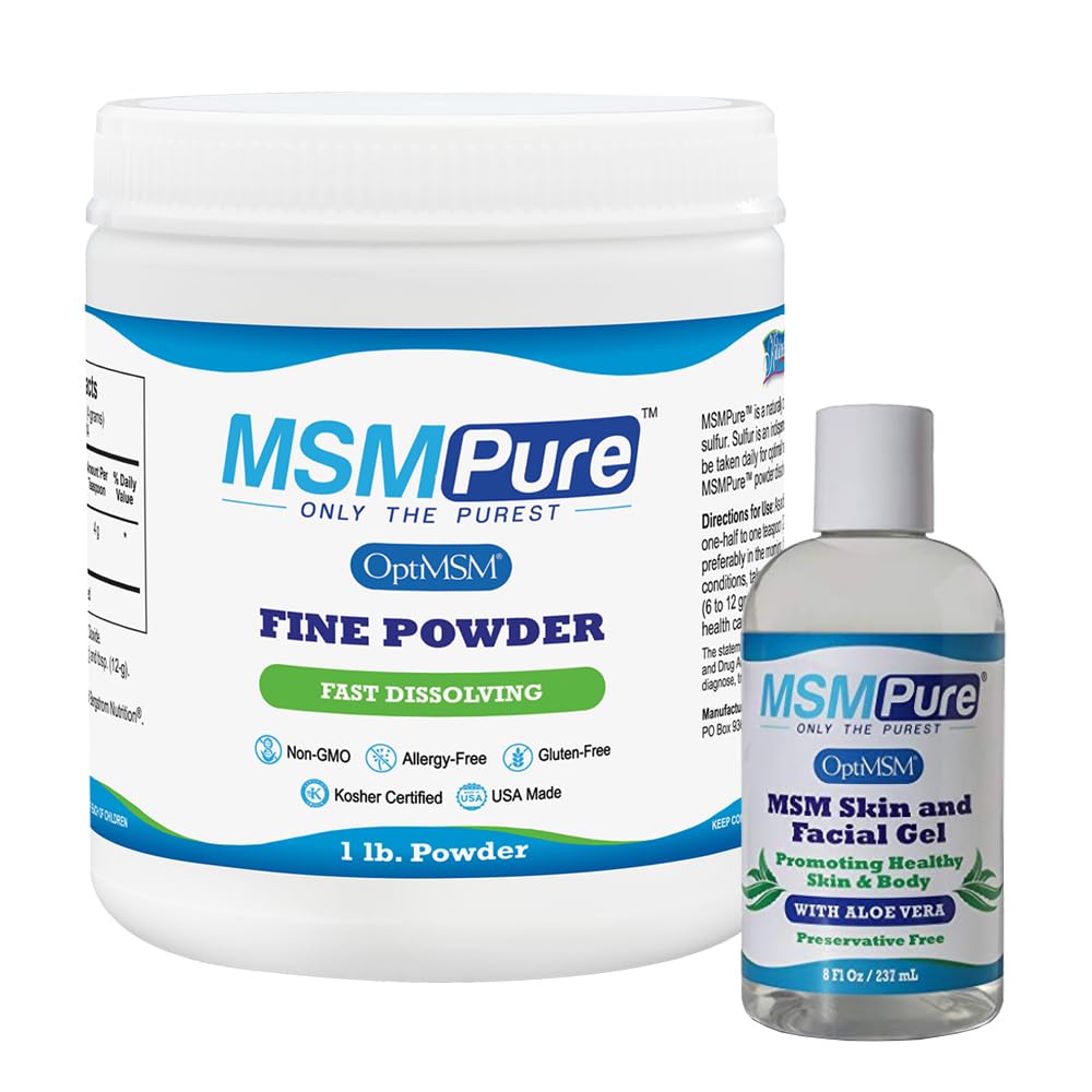KALA SUNDHED MSM Fine Powder 1lb og MSM Gel med Organic Aloe 8oz Bundle