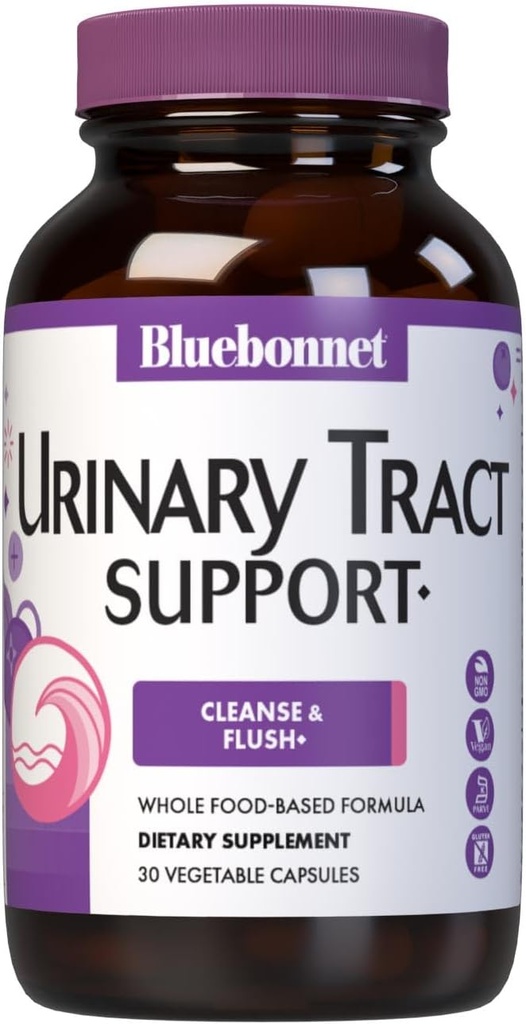 Bluebonnet Nutrition Urinary Tract Support, Cleanse & Flush *, Soy- Free, Gluten- Free, Kosher- Certified, Non- GMO, Dairy- Free, Vegan, 30 Vegetabilske kapsler, 15 Servere