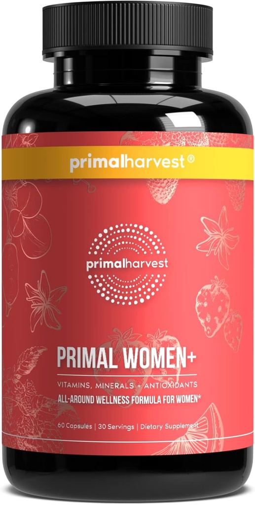 Primær Høst Multivitamin til kvinder Vitamin A, Vitamin C, Vitamin D og E, Vitamin B12, B6, Biotin, Zink Kosttilskud, 60 kapsler (Dame 1 Pack)