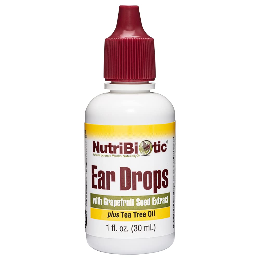 NutriBiotic - Ear Drops, 1 Fl Oz Medicated 124; Gentle & Lindrende Ear Support med Grapefrugt Seed Extract & Tea Tree Oil Medical 124; Non- Medicated Medicate 124; Lavet uden GMO 'er & Gluten