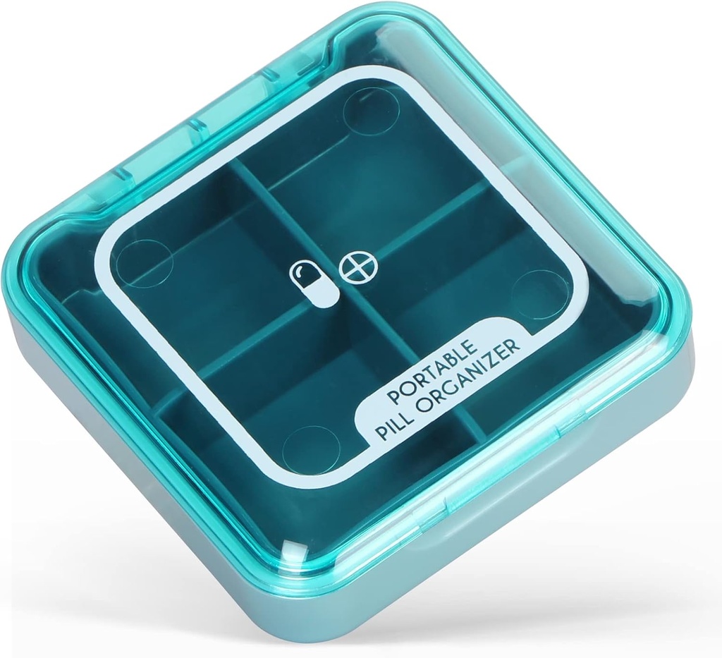 Naturetouch Pill Organizer, 4 gange en dag Portable Pill Box, Daglig Pill sag for kvinder og mænd Holding Vitamin, Medicin, Kosttilskud, Blå
