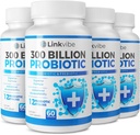Probiotisk 300 Millioner CFU - 12 Strops med Organic Prebiotics til fordøjelse & Gut, Immun, Bloating Health - Probiotika til kvinder og mænd - Daily Dairy Free, Hylde Stable - 240 Tællere