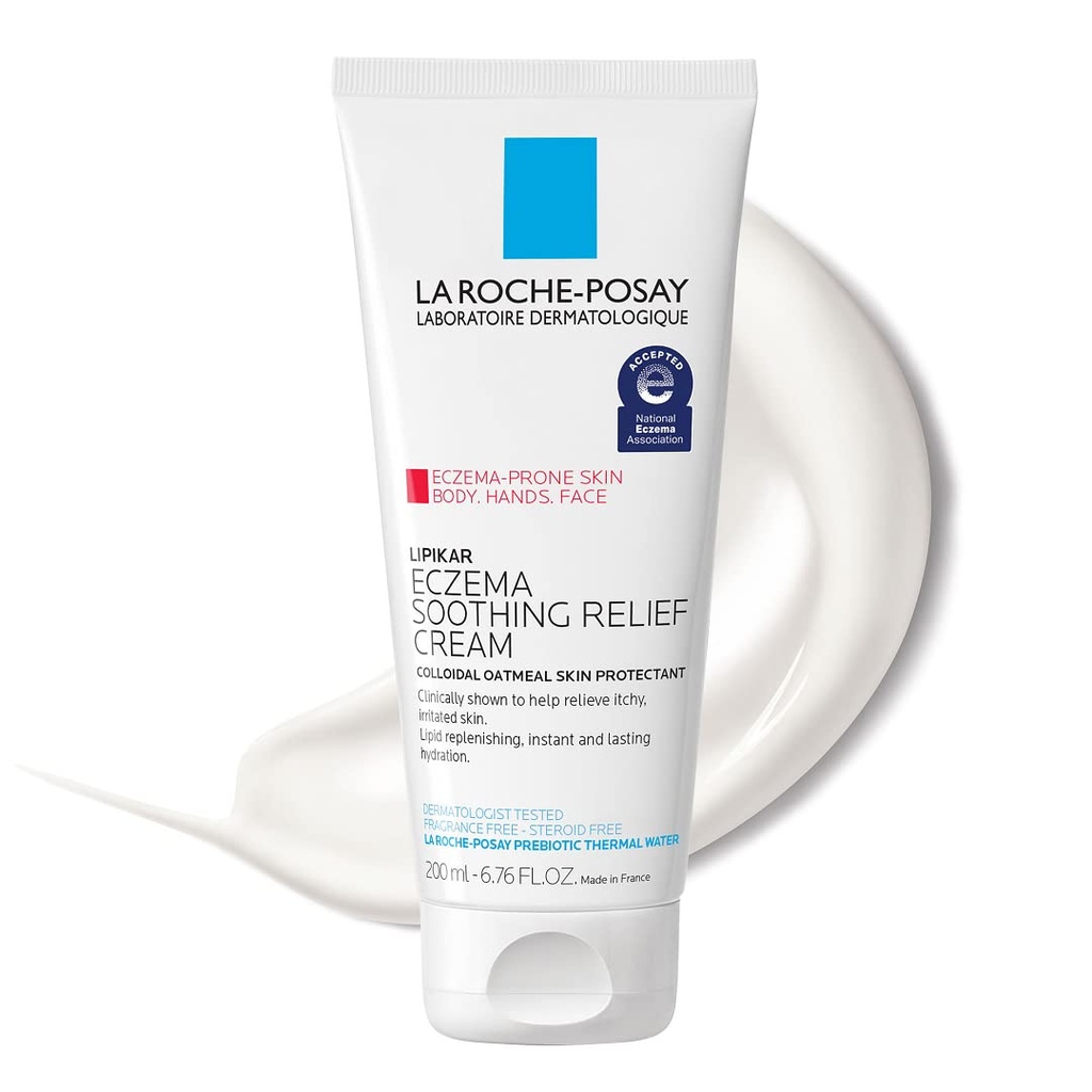 La Roche- Posay Lipikar Lindrende Relief Eksem creme, ansigt og krop lotion For Eksem og sensitiv, tør hud, fugtgivende med kolloid havregryn til Relieve Irritation