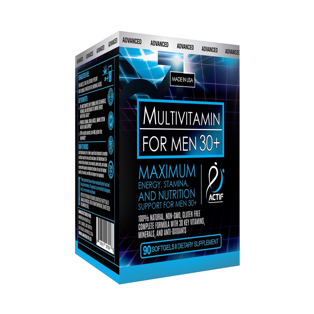 Aktivitet Organisk Multivitamin til mænd Alder 30 + med 30 Organiske Vitamin og Økologiske Urter, Non- GMO, Made in USA, 90 Greve