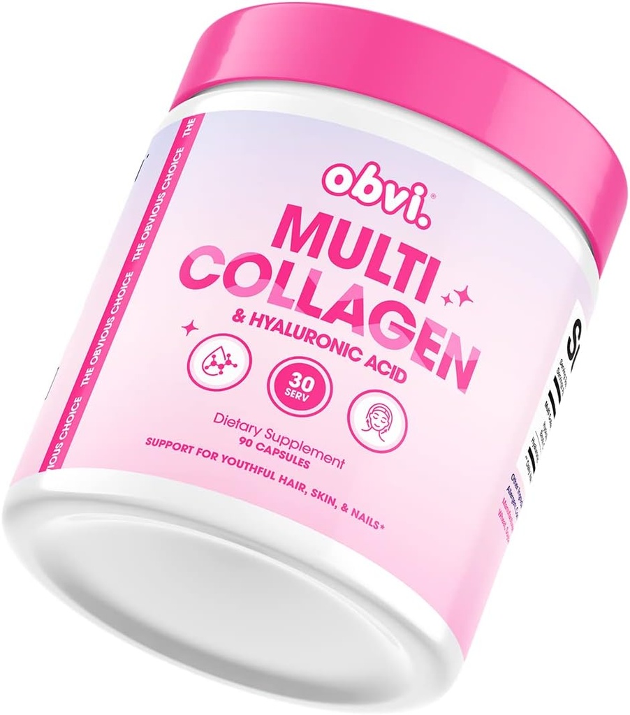 Obvi Multi Collagen tillæg med hyaluronsyre; hudpleje, hår, negl, fælles støtte til kvinder, Gut sundhed