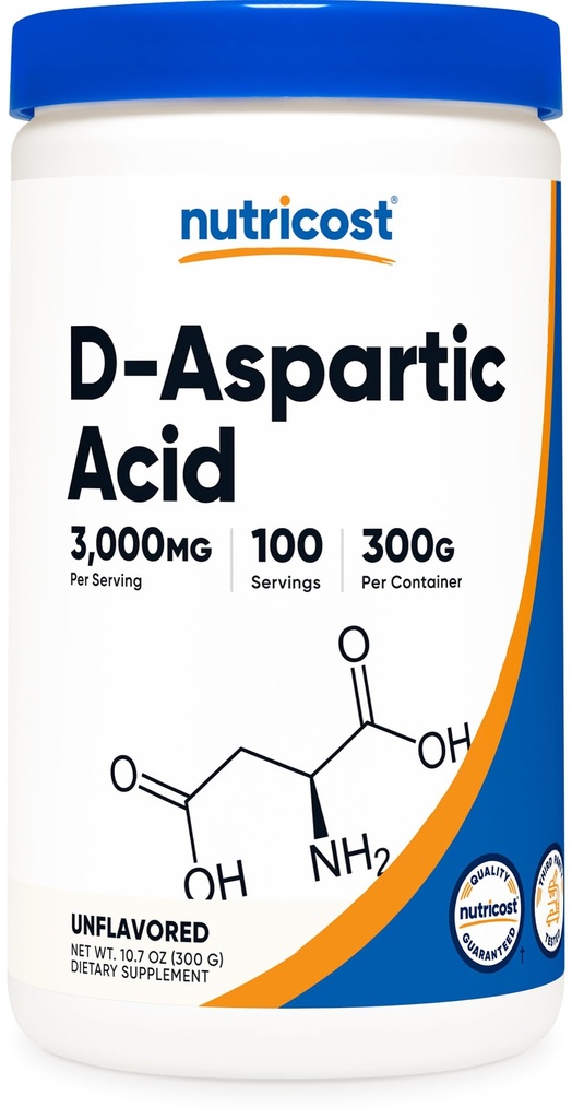 Nutricost D- aspartasyre (DAA) Pulver 300G - Pure D aspartasyre