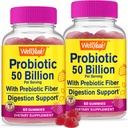 WellYe (2 Pack 50 Millioner Probiotika + Prebiotika til mænd og kvinder Gummies - fordøjelsesstøtte, Gut Health, immunsupport Gummy - Probiotika til fordøjelsessundhed med 12 Stains - 60 Gummies