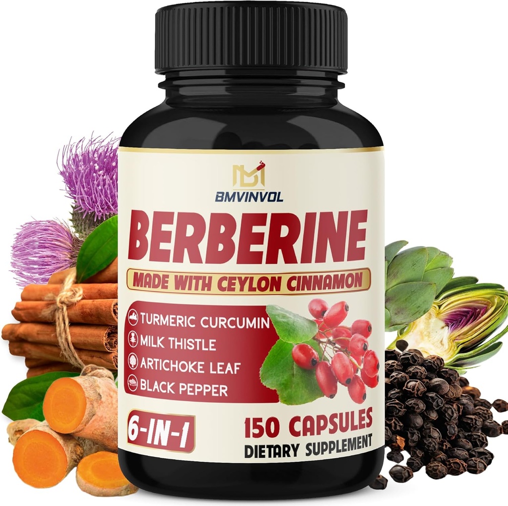 Berberine med Ceylon Cinnamon, Gurkemeje, Milk Thistle, Artiskoke, Black Pepper - 150 Greve - Pack of 1