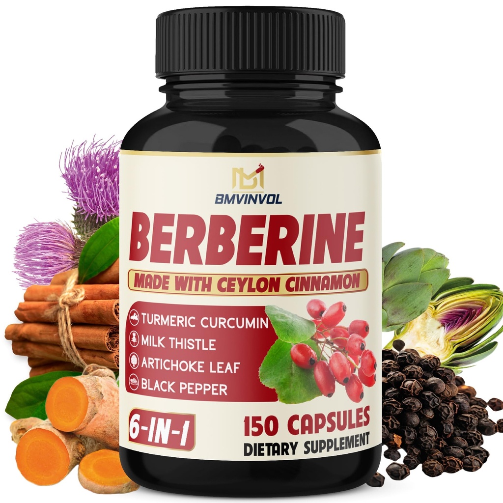 Berberine med Ceylon Cinnamon, Gurkemeje, Milk Thistle, Artiskoke, Black Pepper - 150 Greve - Pack of 1