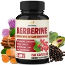Berberine med Ceylon Cinnamon, Gurkemeje, Milk Thistle, Artiskoke, Black Pepper - 150 Greve - Pack of 1