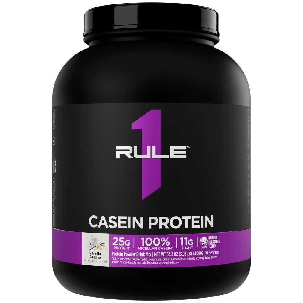 Regel 1 Casein Protein - 25g Protein og 11g EAA Per servering fra Slow-Release Micellar Casein til Overnight Recovery og Vedvarende levering mellem måltiderne (4 Pounds *, Vanilla Crème)