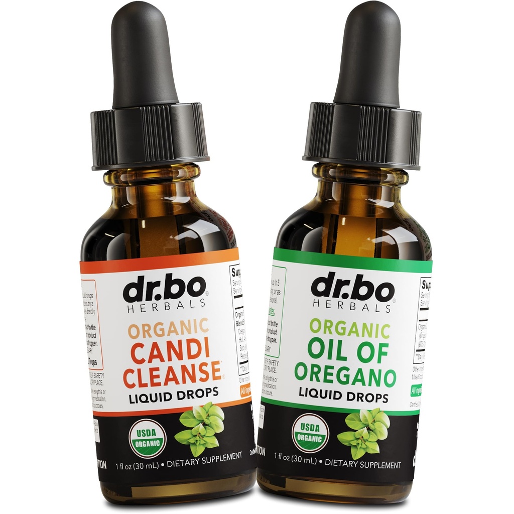 Candi Cleanse & Oregano Oil Drops - Organic Oil of Oregano Drops Liquid & Black Walnut Wormwood - Ekstra styrke Overgrowth Balance Complex, Natural Oral Gut Cleanser Detox Health Supplements 1 oz