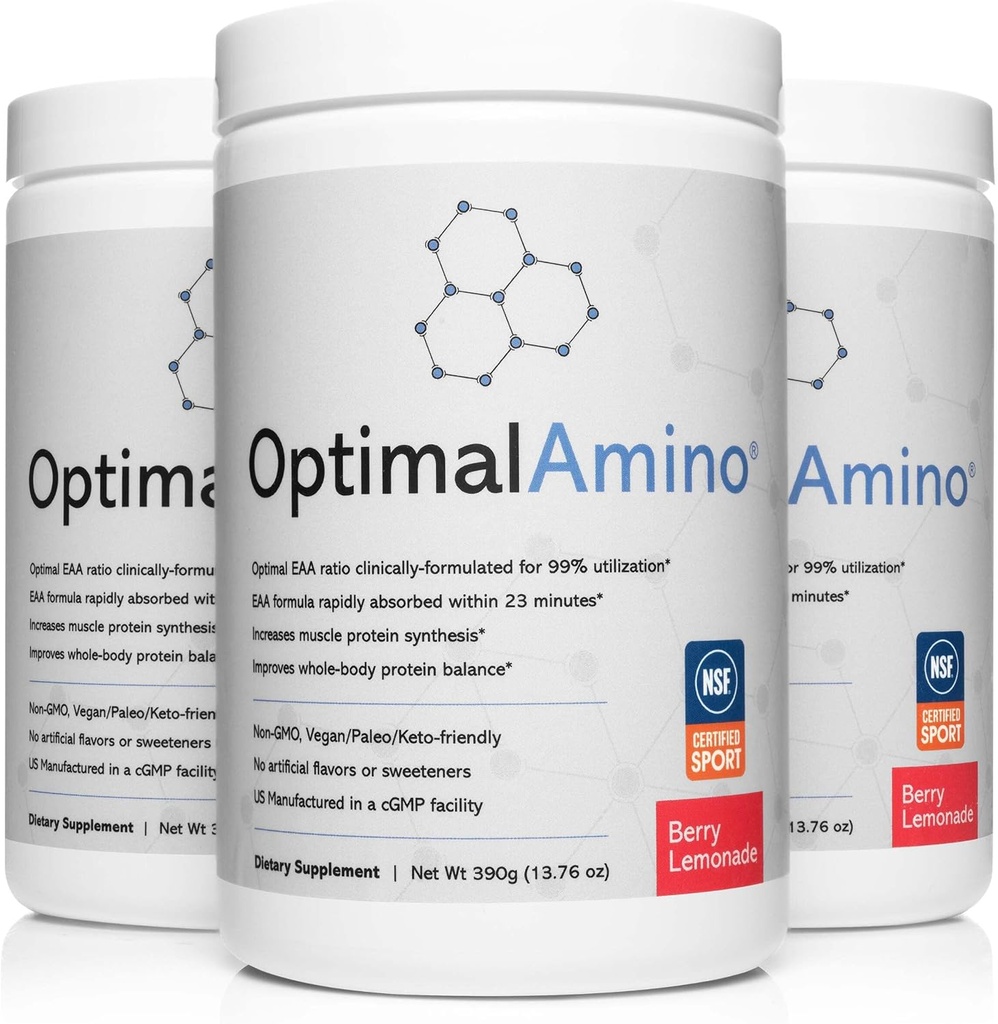 OptimalAmino ® Elite Bundle (3 Måneder) Best Pre / Post Workout Recovery Drink, 99% Udnyttelse Essential Aminosyre Supplement, NSF Certified for Sport ® Certified