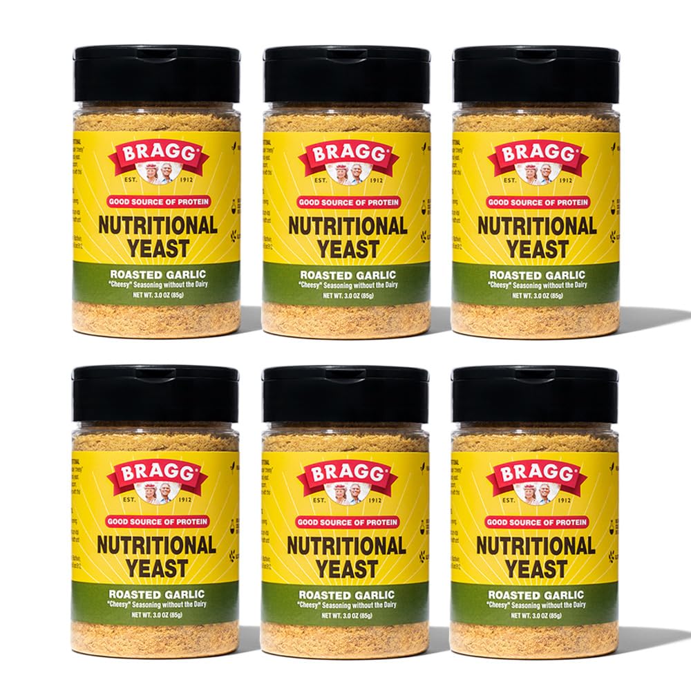 Bragg Nutritional Gær ristet hvidløg krydderier - (6 Pack) 3 oz - Dairy- Gratis Parmesan ost Substitute - Perfekt til salater, pastaer, popcorn, og mere