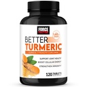 FORCE FACTOR Bedre gurkemeje 160 mg med sort peber & Ingefær, klinisk styrke fælles supporttillæg, Superior Absorption, 120 tabletter
