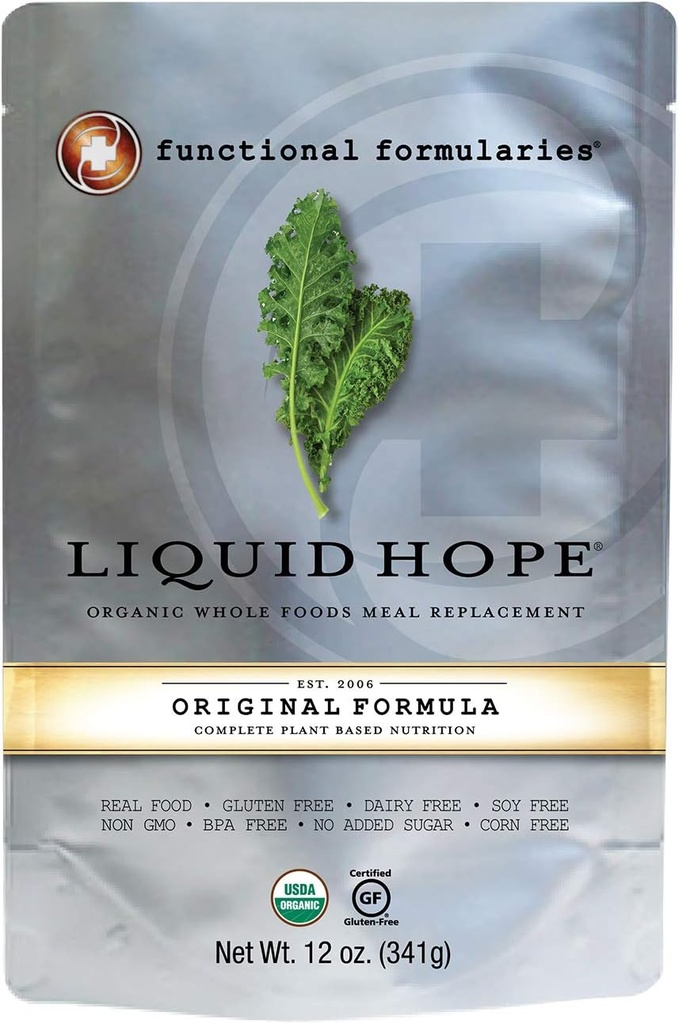 Funktionelle formler Liquid Hope Organic Tube Foeding Formel og næringsstoftilskud, 12 Oz Pouch, Single