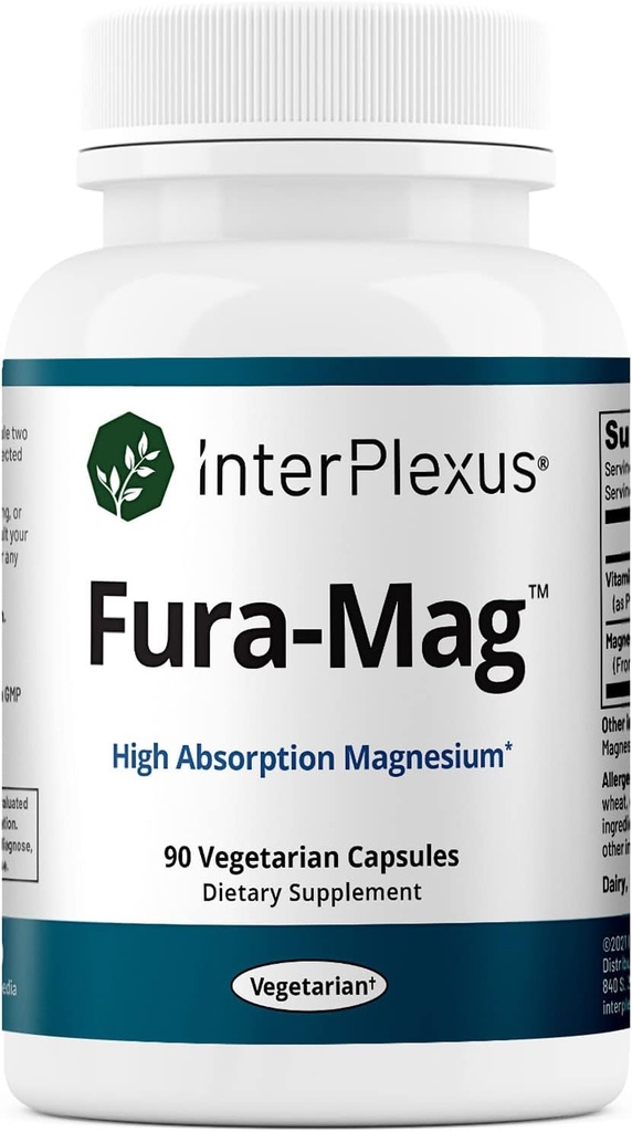 InterPlexus Fura- Mag - Højt biotilgængeligt Magnesium med vitamin B6 - Gluten Free, Dairy Free, Soy Free - 90 Kapsler (90 Servere)