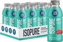 Isopure Zero Carb 32g Clear Protein Ready- to- Drink, Whey Protein Isolate, Blå Hindbær, 12 Pack (Packaging May Vary)
