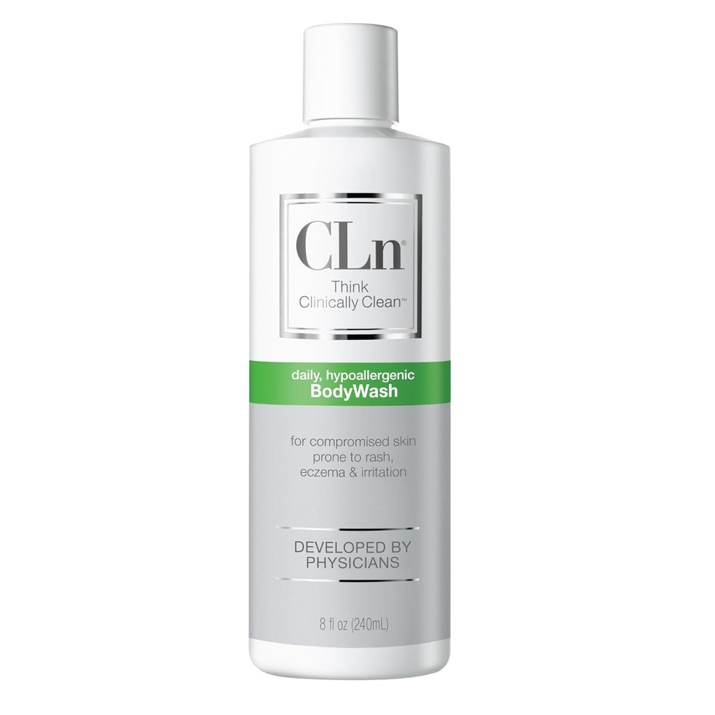 CLn ® BodyWash - non- tørring bodywash, For Compromised Skin Prone til Eksem, Dermatitis, Udslæt & Hidradenitis Suppurativa, Fragrance- Free & Paraben- Free, 8 fl oz.