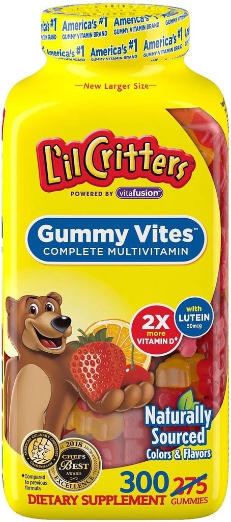 Gummy Vites Children 's Chewable Gummy Bear Multivitamin Kosttilskud, 300 Greve