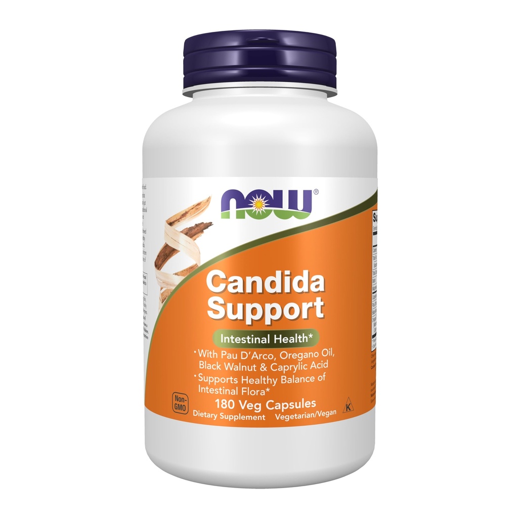 Now Foods Supplements, Candida Support med Pau D 'Arco, Oregano Oil, Black Walnut & Captac Acid, 180 Veg Kapsler