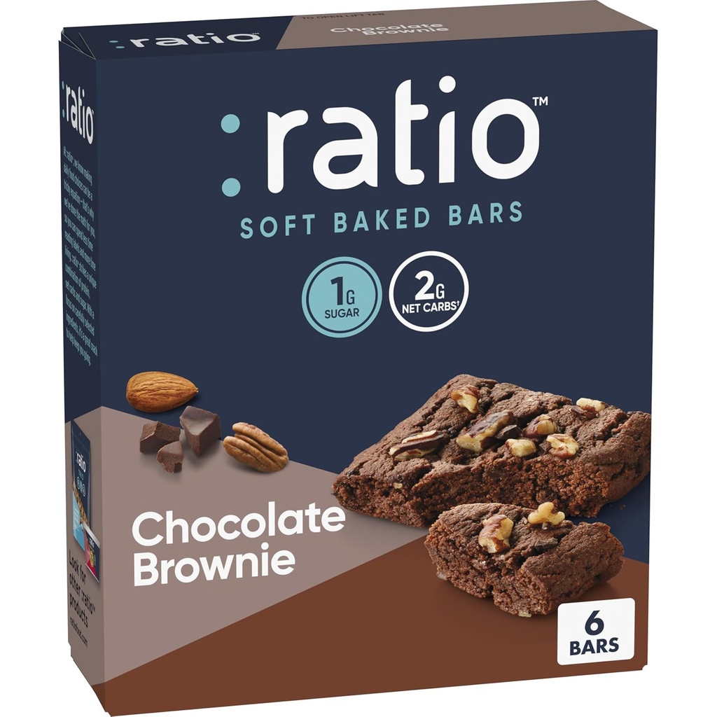 Ratio Soft Baked Bars, Chokolade Brownie, 1g Sugar, Keto Friendly, 5,34 oz (6 Barer)