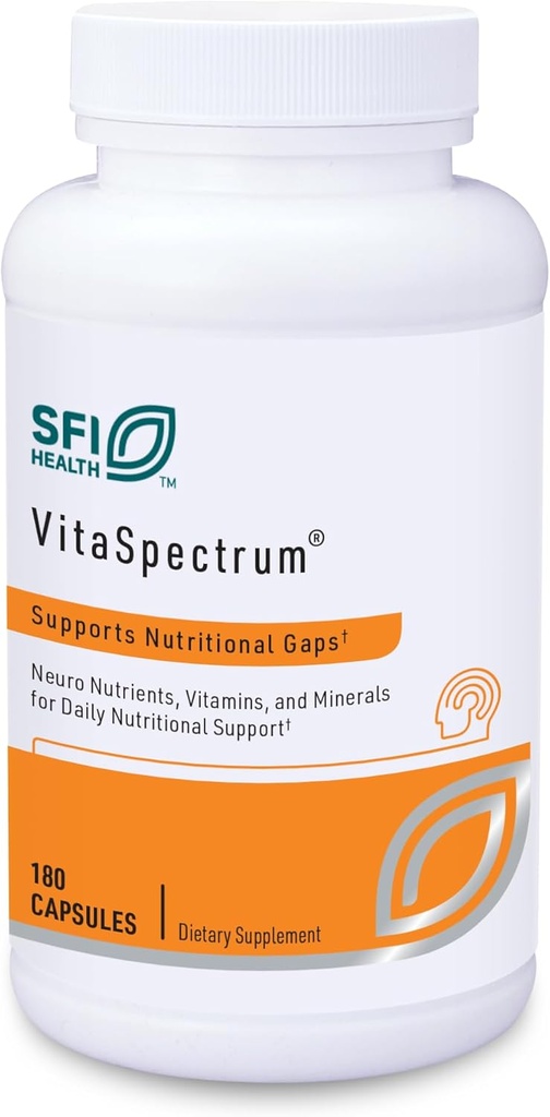 Klaire Labs SFI Health VitaSpectrum Kapsler - Multivitamin til børn med 28 essentielle næringsstoffer, herunder Folate, B12, B6, Antioxidanter, E-vitamin & D3 - Ingen kobber eller jern, Glutenfri (180ct)