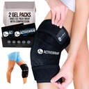 ActiveWrap - Knee Ice Pack Wrap med komprimering, 2 Genanvendelige Gel varme & kolde pakker til Knee Pain, Sore Legs & Shin Splints. Fleksibel kold wrap til skade og hævelse kontrol & fælles støtte - One Size Fits Mest