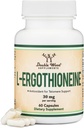 Ergothioneine Supplement (EGT) 30mg af Pure, Plant- baseret L- Ergothioneine Per Capsule, 60 Greve (Kan understøtte lang levetid og sund aldring) Non-GMO, Gluten Free, Vegan Safe by Double Wood