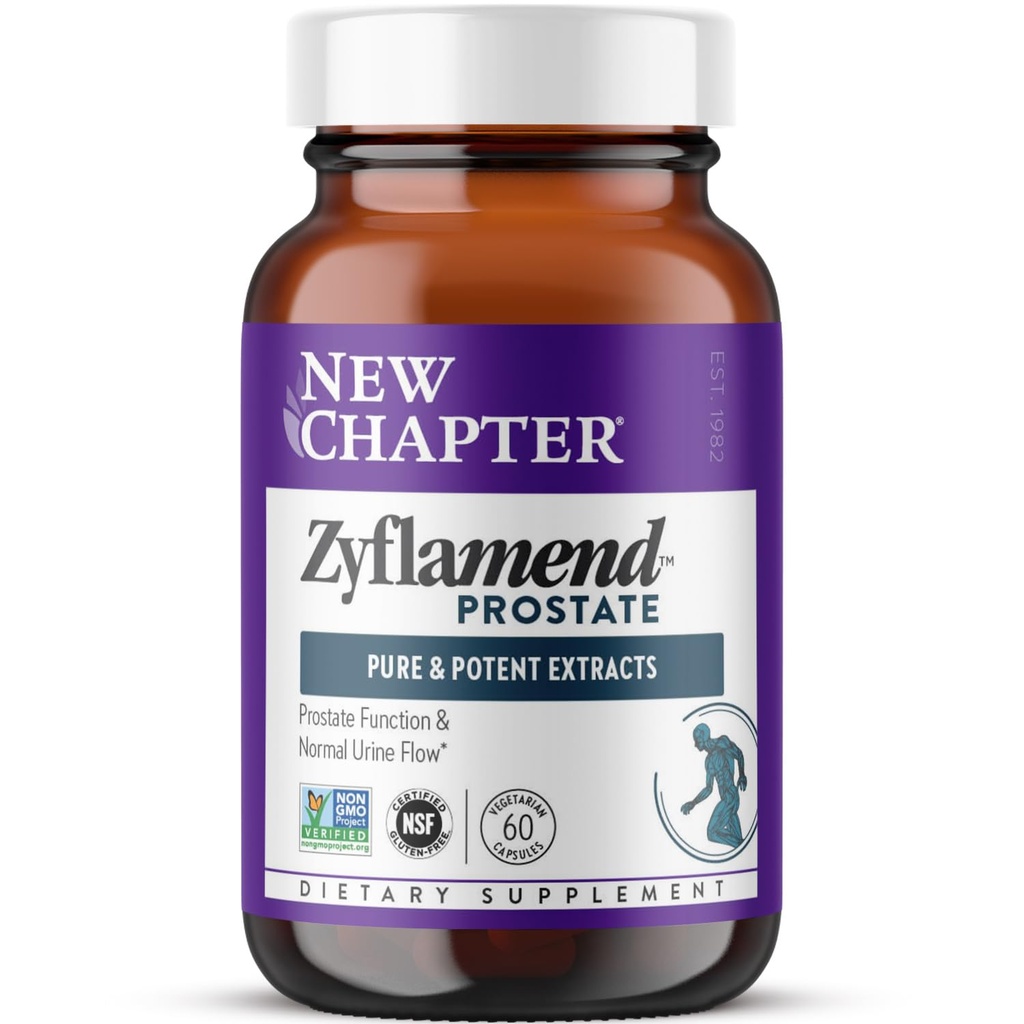 Nyt kapitel Prostata tillæg Zyflamend prostata med Saw Palmetto + Græskar frø olie + gurkemeje for Prostata sundhed Vegetar Capsule, 60 Greve