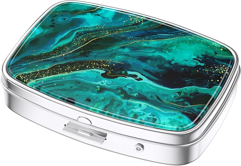 Nipichsha Pill Box, Lille Pill sag for purse & Pocket, Cute Travel Medicine Organizer, Portable Medicine Container Holder til at holde vitaminer, Medicin, Fish Oil & Kosttilskud, Ocean Marble