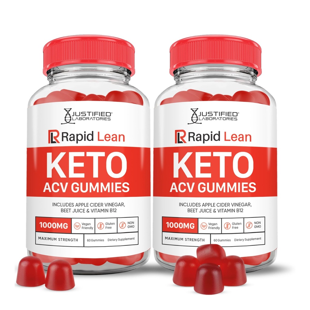 Justified Laboratories Rapid Lean Keto ACV Gummies (1000 mg) - 60 Count, Pack of 2 - Made with the Mother & Vitamin B12 - Non-GMO, Vegan, Gluten Free - 60 Servings
