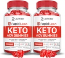 (2 Pack) Rapid Lean Keto ACV Gummies Advanced Formel 1000MG Rapid Lean Keto Gummies Apple Cider Vinagar Formuleret med Pomegranat Beet Juice Powder B12 Vegan Non GMO 120 Gummys