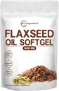 Flaxseed Oil 1400mg Softgels, 300 Counts MSD 124; w / 700mg ALA Omega 3, Cold Pressed, Rich in faty acid, Alpha Linolensyre, Support Heart Health & immunsystem MSD 124; Non- GMO, No Gluten - 300 Servere