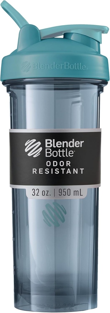 BlenderBottle Shaker Bottle Pro Series Perfect for Protein Shakes and Pre Workout, 32-Ounce, Cerulean Blue