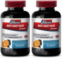 Gendanne hårfarve - Anti grå hår naturlige formel for mænd og kvinder - B6-vitamin, PABA, biotin, Anti grå hår supplement, grå hårpiller, biotin supplement, folinsyre, L-Tyrosin, 2 Bot 120 Caps