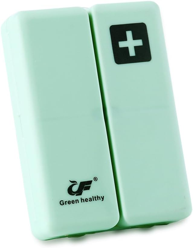 Lille Magnetisk Pill Case, 7-dages ugentlig Pill Box Container, 7 Compartments Medicine Arrangør Dispenser, Rejser Daglig Medication Holder Planner for Vitamin, Medicin, Fiskeolier, tillæg, Grøn