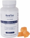 KeraFiber Professionelle hår vitaminer Plus Gummies - Biotin hårvækst kosttilskud - Vegan hår vitaminer med zink, Vitamin A, C, D, E, B6, B12 - Understøtter hårvækst, hud & negle - 60 Greve