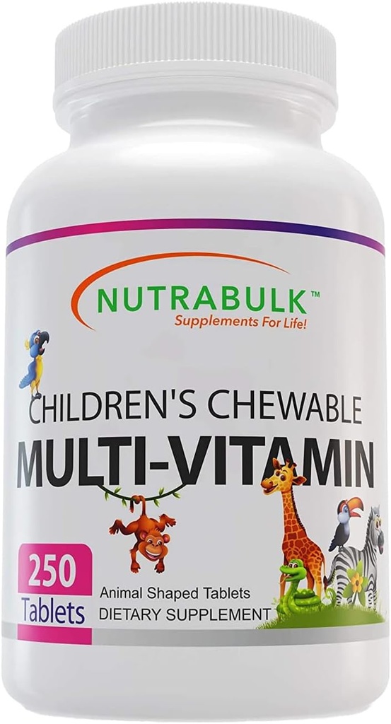 Børne 's Chewable Multi- Vitaminer - Fremme Kids' samlede udvikling - USA- Made, Kan hjælpe til at understøtte immunforsvar, ben, hjerne & samlet godt Being- Vegan & Gluten Free - 250 Cherry Tablets