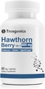 Trexgenics Hawthorn Berry 600 mg cardiovaskulær, Cholesterol, triglycerider, blodtrykssupport Vegan & non- GMO (60 Veg. Kapsler) (pakning med 1)