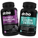 Aktiveret Charcoal & Colon Cleanser Detox - Organic Coconut Charcoal Pills & Colon Cleanse for Mave Gas Bloat & Regularitet - Mave Movement Kosttilskud til Mave Bloating, Gut Support