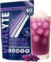 Vitalyte Electrolyte Powder Drink Mix, Isotonic Electrolyte Hydration Mix, Gluten Free Post Workout Powder Mix, pakke med 1, 35 oz., Grape Flavor