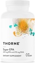 THORNE - Super EPA - Omega-3 fedtsyrer EPA 425mg & DHA 270mg Supplement - Support Brain, Kardiovaskulære, Joints & Skin * - Gluten, Dairy & Soy- Free - 90 Gelcaps