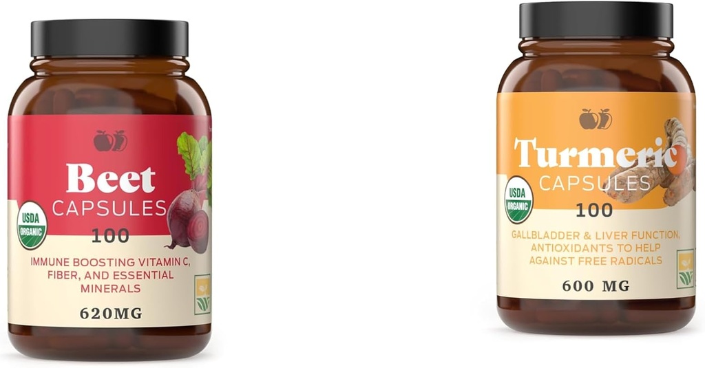 Komplette naturlige produkter Beet Root 100 Kapsler & Gurkemeje 100 Kapsler Bundle