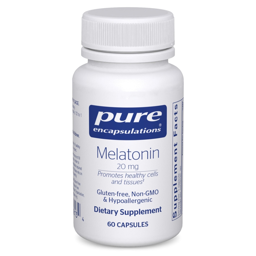 Ren indkapsling Melatonin 20 mg - ikke beregnet til dvalestøtte - for immunsystemet og sunde celler - 99, 5% renhed Melatonin - Gluten Free & Non- GMO - 60 kapsler
